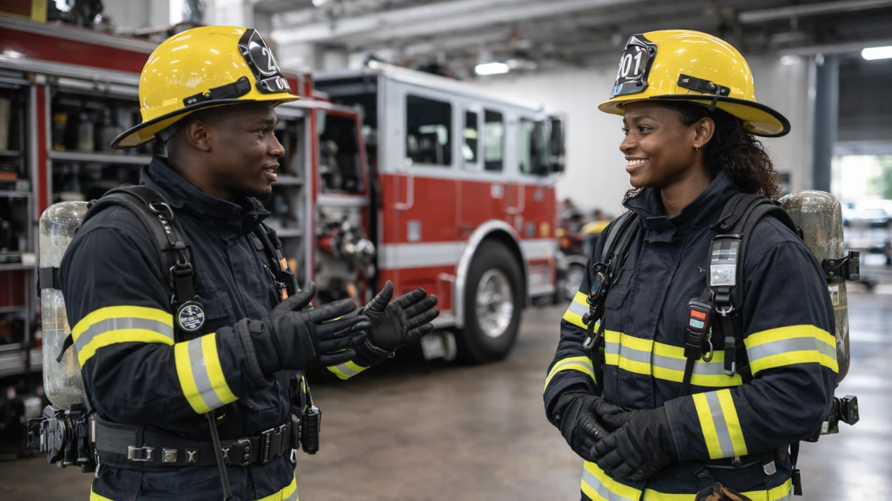 Municipal firefighter interns training in emergency response in Secunda
