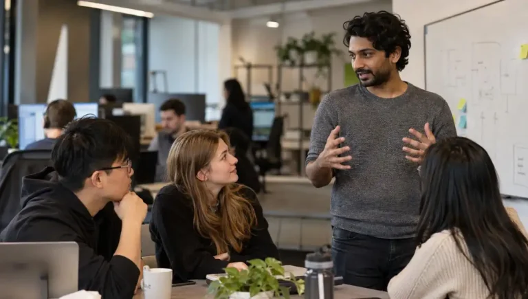 Young software developers collaborating at work